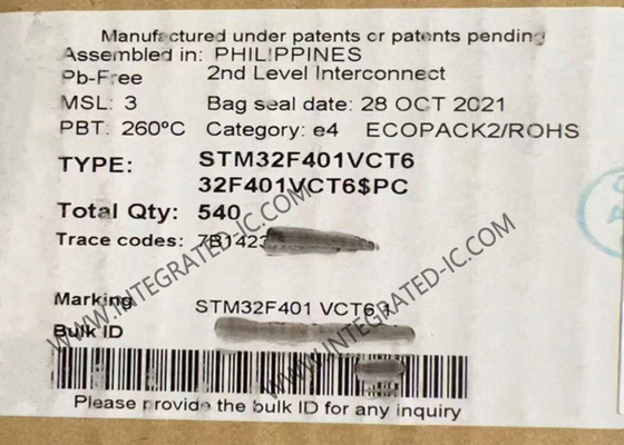 মাইক্রোকন্ট্রোলার MCU STM32F401VCT6 256KB ফ্ল্যাশ মাইক্রোকন্ট্রোলার চিপ LQFP100 84MHz