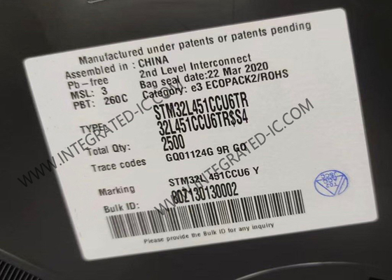 মাইক্রোকন্ট্রোলার MCU STM32L451CCU6 একক কোর 256KB মাইক্রোকন্ট্রোলার IC