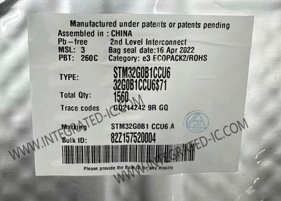 মাইক্রোকন্ট্রোলার MCU STM32G0B1CCU6 একক-কোর এমবেডেড মাইক্রোকন্ট্রোলার আইসি