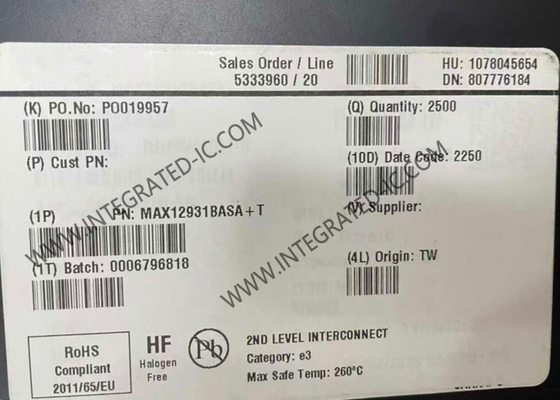 ইন্টিগ্রেটেড সার্কিট চিপ MAX12931BASA দুই চ্যানেল কম শক্তি 3kVRMS ডিজিটাল আইসোলেটর