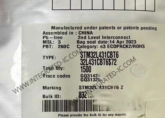 STM32L431CBT6 মাইক্রোকন্ট্রোলার এমসিইউ অতি-নিম্ন-পাওয়ার এআরএম কর্টেক্স-এম 4 32-বিট 80MHz এমসিইউ