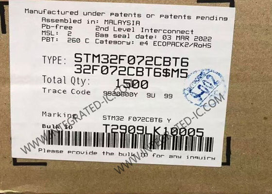 STM32F072CBT6 মাইক্রোকন্ট্রোলার MCU উচ্চ-পারফরম্যান্স 32-বিট 48 MHz ARM কর্টেক্স-M0 মাইক্রোকন্ট্রোলার