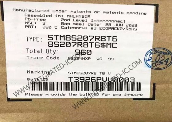 STM8S207R8T6 মাইক্রোকন্ট্রোলার MCU 8-বিট 24MHz মাইক্রোকন্ট্রোলার সমন্বিত EEPROM সহ
