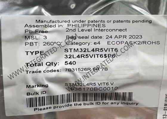 STM32L4R5VIT6 মাইক্রোকন্ট্রোলার MCU অতি নিম্ন শক্তি মাইক্রোকন্ট্রোলার চিপ 100LQFP