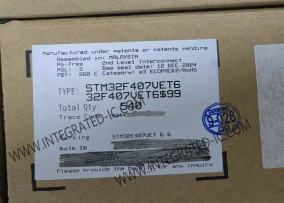 512Kbytes ইন্টিগ্রেটেড সার্কিট চিপ STM32F407VET6 168MHz আর্ম কর্টেক্স M4 কোর 100LQFP