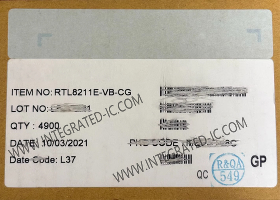 RTL8211E-VB-CG ইথারনেট আইসি ইন্টিগ্রেটেড 10/100/1000M ইথারনেট ট্রান্সসিভার QFN48