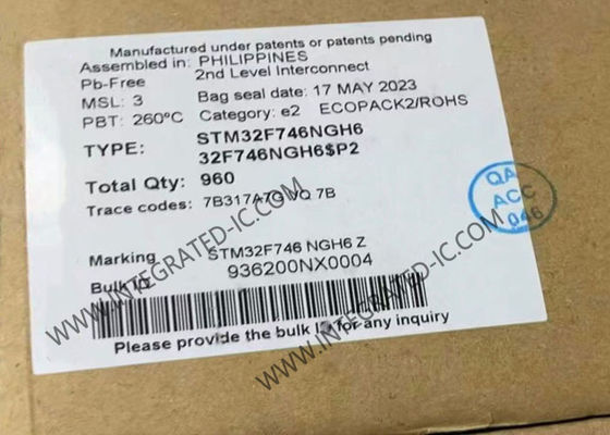 মাইক্রোকন্ট্রোলার MCU STM32F746NGH6 এমবেডেড মাইক্রোকন্ট্রোলার 216TFBGA একক কোর