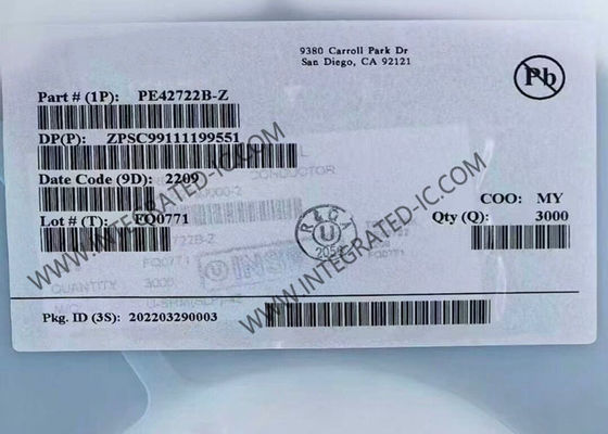 PE42722B-Z আল্ট্রা সিএমওএস এসপিডিটি আরএফ সুইচ আইসি ওয়্যারলেস কমিউনিকেশন মডিউল ৫ মেগাহার্টজ থেকে ১.৭৯৪ গিগাহার্টজ, কম সন্নিবেশ ক্ষতি এবং উচ্চ বিচ্ছিন্নতা সহ