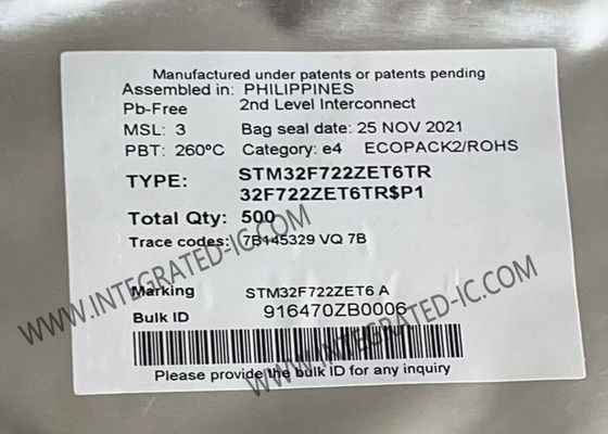 STM32F722ZET6TR মাইক্রোকন্ট্রোলার MCU, ARM Cortex-M7 কোর, ২১৬ MHz ক্লক স্পিড এবং ৫১২ KB ফ্ল্যাশ মেমরি সহ