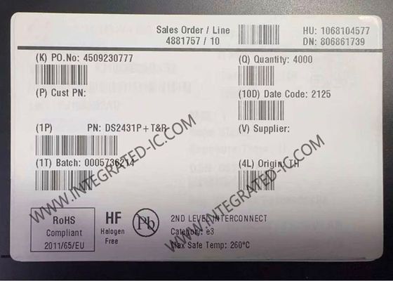 DS2431P 1024-বিট 1-ওয়্যার EEPROM মেমরি IC চিপ TSOC-6 প্যাকেজ এবং 256 x 4 সংগঠন সহ