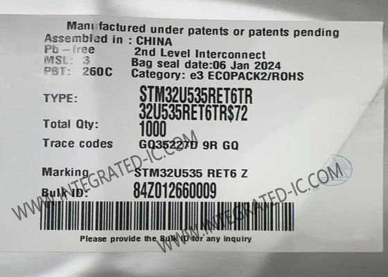 STM32U535RET6 মাইক্রোকন্ট্রোলার এমসিইউ অতি-নিম্ন শক্তি সহ এফপিইউ আর্ম কর্টেক্স-এম 33 এমসিইউ ট্রাস্টজোন সহ