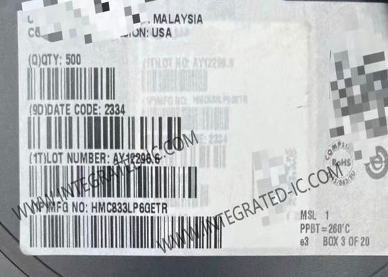 HMC833LP6GETR ইন্টিগ্রেটেড সার্কিট চিপ PLL, ২৫ MHz থেকে ৬ GHz পরিসীমা, ১০০ MHz ফেজ ডিটেক্টর হার এবং ৪০ লিড ৬x৬ মিমি SMT প্যাকেজ