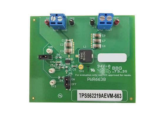TPS562219AEVM-663 এম্বেডেড সলিউশনস ডি-ক্যাপ২ সিঙ্ক্রোনাস স্টেপ ডাউন কনভার্টার মূল্যায়ন বোর্ড