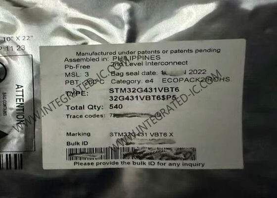 উচ্চ কর্মক্ষমতা STM32G431VBT6 মাইক্রোকন্ট্রোলার MCU 100LQFP 32Bit একক কোর
