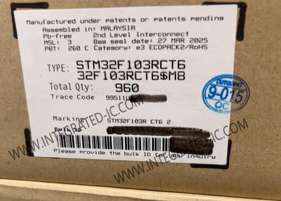 এসটিএম৩২এফ১০৩আরসিটি৬ ৩২-বিট মাইক্রোকন্ট্রোলার এআরএম কর্টেক্স-এম৩ কোর, ৭২ মেগাহার্টজ স্পিড, ২৫৬ কেবি ফ্ল্যাশ মেমরি এবং ১২-বিট এডিসি সহ