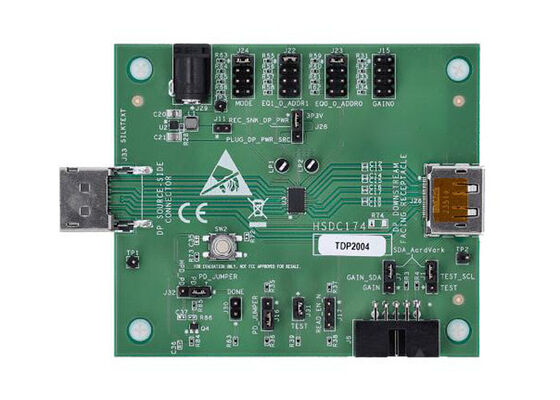 TDP2004EVM এম্বেডেড সলিউশনস TDP2004 4-চ্যানেল ডিসপ্লেপোর্ট 2.1 রিড্রাইভার মূল্যায়ন মডিউল