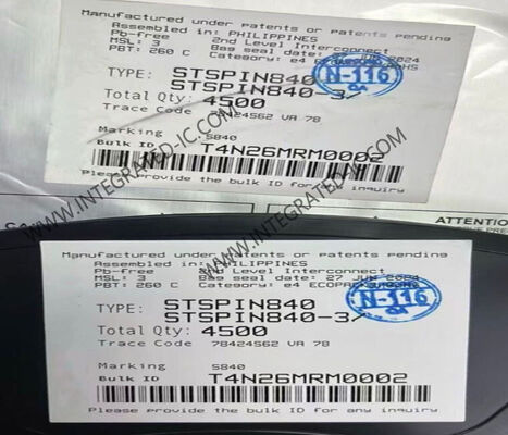 STSPIN840 ইন্টিগ্রেটেড সার্কিট চিপ কমপ্যাক্ট ডুয়াল ব্রাশড ডিসি মোটর ড্রাইভার 1.5 এ আউটপুট বর্তমান এবং 7V থেকে 45V অপারেটিং ভোল্টেজ সহ