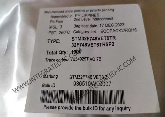 STM32F746VET6TR 32-বিট মাইক্রোকন্ট্রোলার MCU, ২১৬MHz ARM Cortex-M7 কোর এবং ৫১২KB ফ্ল্যাশ মেমরি সহ