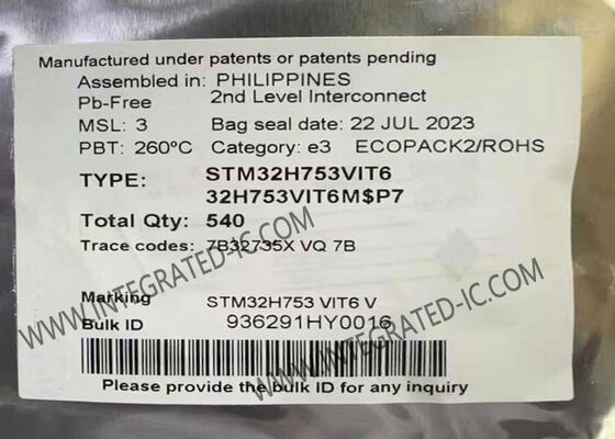 STM32H753VIT6 মাইক্রোকন্ট্রোলার MCU 480MHz ARM কার্টেক্স 100LQFP প্যাকেজে 2 CAN কন্ট্রোলার সহ