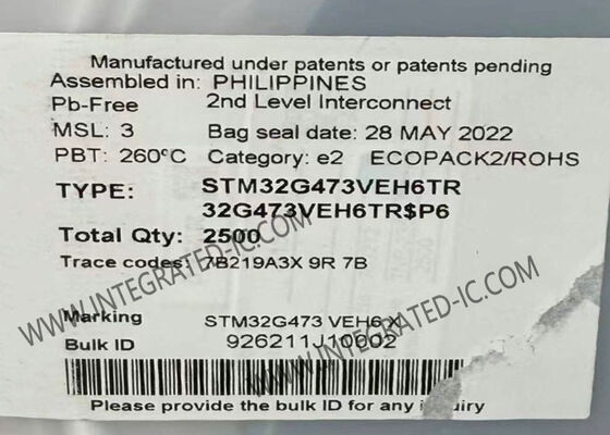 STM32G473VEH6TR মাইক্রোকন্ট্রোলার MCU 32-বিট ARM Cortex-M4, 170MHz গতি এবং 512KB ফ্ল্যাশ মেমরি সহ