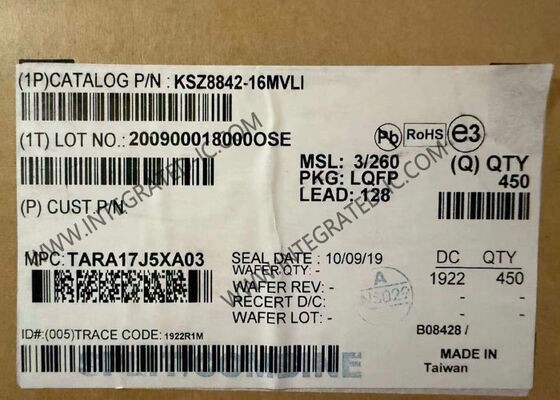 KSZ8842-16MVLI ইথারনেট আইসি 3.3V দুই পোর্ট ইথারনেট সুইচ আইসি LQFP128 প্যাকেজে