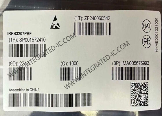 IRFB3207PBF এন-চ্যানেল পাওয়ার MOSFET ট্রানজিস্টর TO-220-3 প্যাকেজে 75V ড্রেন-সোর্স ভোল্টেজ এবং 180A ক্রমাগত ড্রেন বর্তমান সহ