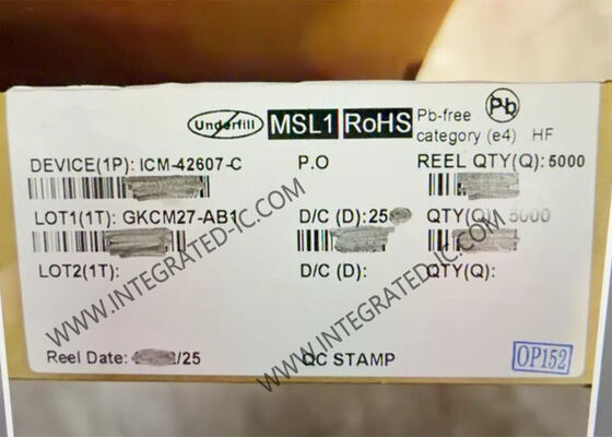 ICM-42607-C উচ্চ-কার্যকারিতা 6-অক্ষের এমইএমএস মোশন ট্র্যাকিং সেন্সর আইসি কম শক্তি খরচ এবং 16-বিট এডিসি রেজোলিউশন সহ