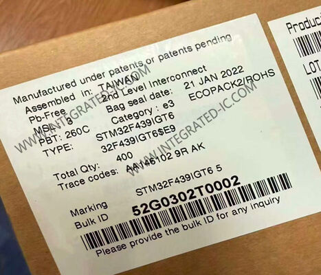 STM32F439IGT6 মাইক্রোকন্ট্রোলার এমসিইউ এলকিউএফপি-১৭৬ প্যাকেজ, ১২-বিট এডিসি, এবং ৩.৩ভি আই/ও ভোল্টেজ এমবেডেড প্রসেসর চিপ সহ