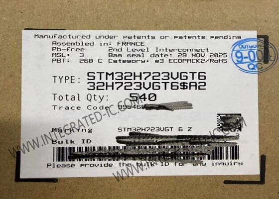 STM32H723VGT6 মাইক্রোকন্ট্রোলার ARM কর্টেক্স-এম 7 MCU 550MHz 1MB ফ্ল্যাশ 80 GPIO LQFP-100 আইসি