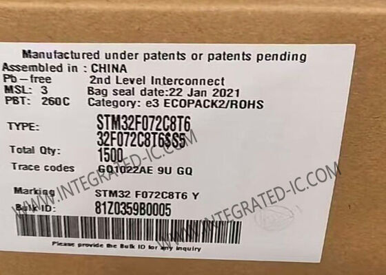 STM32F072C8T6 মাইক্রোকন্ট্রোলার এমসিইউ হাই পারফরম্যান্স 32-বিট 48MHz এআরএম কর্টেক্স-এম0 এমসিইউ
