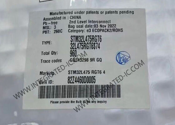 STM32L475RGT6 মাইক্রোকন্ট্রোলার MCU 1Mbyte ফ্ল্যাশ মেমরি সহ উচ্চ-পারফরম্যান্স