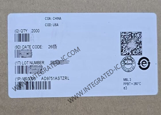 AD9751ASTZ ইন্টিগ্রেটেড সার্কিট চিপ 10-বিট ডিজিটাল থেকে অ্যানালগ কনভার্টার LQFP-48