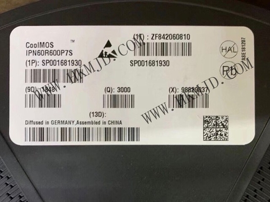 ইন্টিগ্রেটেড সার্কিট চিপ IPN60R600P7S 7W একক MOSFET ট্রানজিস্টর TO-261-4