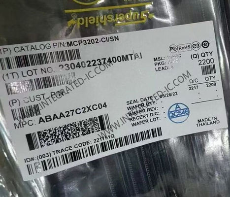 MCP3202-CI/SN ইন্টিগ্রেটেড সার্কিট চিপ 12-বিট 100kSPS ডুয়াল চ্যানেল এনালগ থেকে ডিজিটাল কনভার্টার