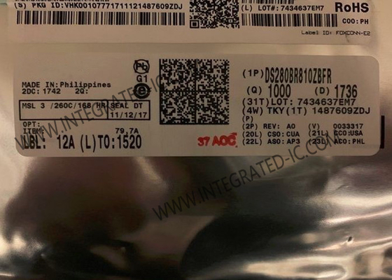 DS280BR810ZBFR ইন্টিগ্রেটেড সার্কিট চিপ 8-চ্যানেল লিনিয়ার রিড্রাইভার 28Gbps লিনিয়ার রিপিটার