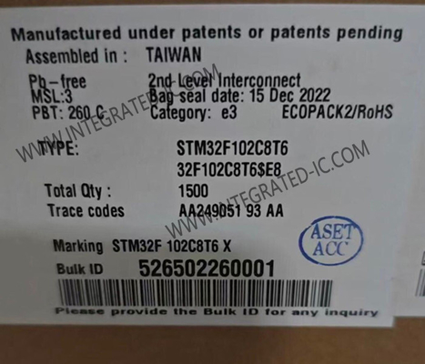 STM32F102C8T6 মাইক্রোকন্ট্রোলার MCU 48MHz ARM কর্টেক্স M3 MCU LQFP-48 প্যাকেজ