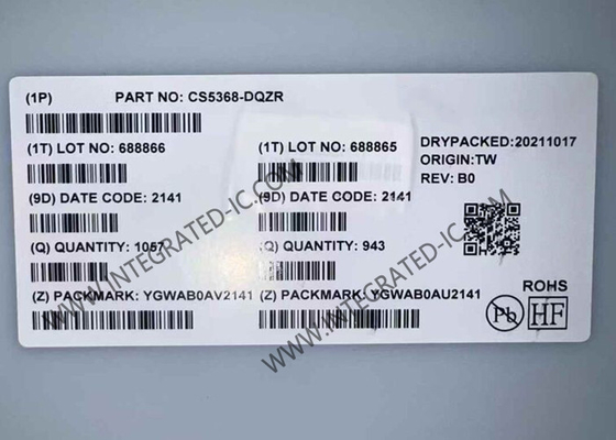 CS5368-DQZR ইন্টিগ্রেটেড সার্কিট চিপ 114dB 192kHz 8-চ্যানেল এ/ডি কনভার্টার LQFP-48