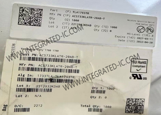 ACS733KLATR-20AB সেন্সর IC 1MHz ব্যান্ডউইথ গ্যালভানিকভাবে বিচ্ছিন্ন বর্তমান সেন্সর IC SOIC-16