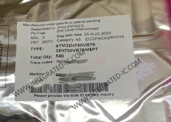 100-LQFP প্যাকেজ STM32H750VBT6 128KB ফ্ল্যাশ 1MB ARM মাইক্রোকন্ট্রোলার-MCU