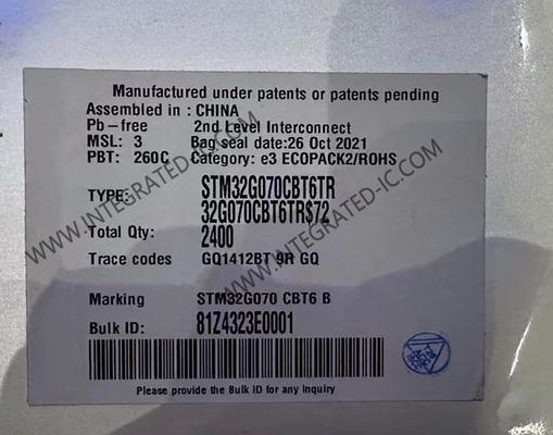 STM32G070CBT6TR মাইক্রোকন্ট্রোলার এমসিইউ 32-বিট 64MHz মেইনস্ট্রিম এআরএম কর্টেক্স এম0 এমসিইউ