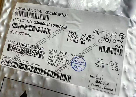 ইথারনেট আইসি KSZ9563RNXI 3-পোর্ট গিগাবিট ইথারনেট সুইচ RGMII/MII/RMII ইন্টারফেসের সাথে
