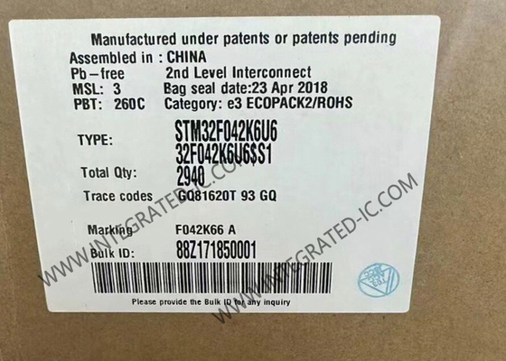 STM32F042K6U6 মাইক্রোকন্ট্রোলার এমসিইউ 32 বিট সিঙ্গল কোর এমসিইউ 48 মেগাহার্টজ এমসিইউ এমবেডেড