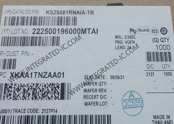 KSZ8081RNAIA ইথারনেট আইসি 10/100 বেস-টি/টিএক্স ফিজিক্যাল লেয়ার ট্রান্সসিভার উইথ আরএমআইআই সাপোর্ট