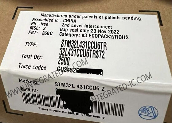 STM32L431CCU6 মাইক্রোকন্ট্রোলার MCU 32-বিট সিঙ্গল-কোর 80MHz 256KB ফ্ল্যাশ মাইক্রোকন্ট্রোলার আইসি
