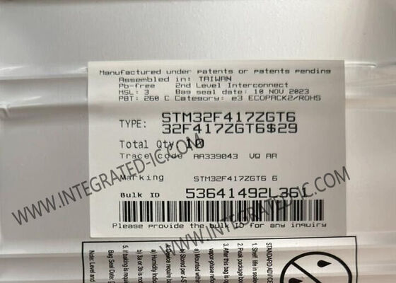 STM32F417ZGT6 32 বিট সিঙ্গল কোর মাইক্রোকন্ট্রোলার MCU 168MHz গতি এবং LQFP-144 প্যাকেজ সহ